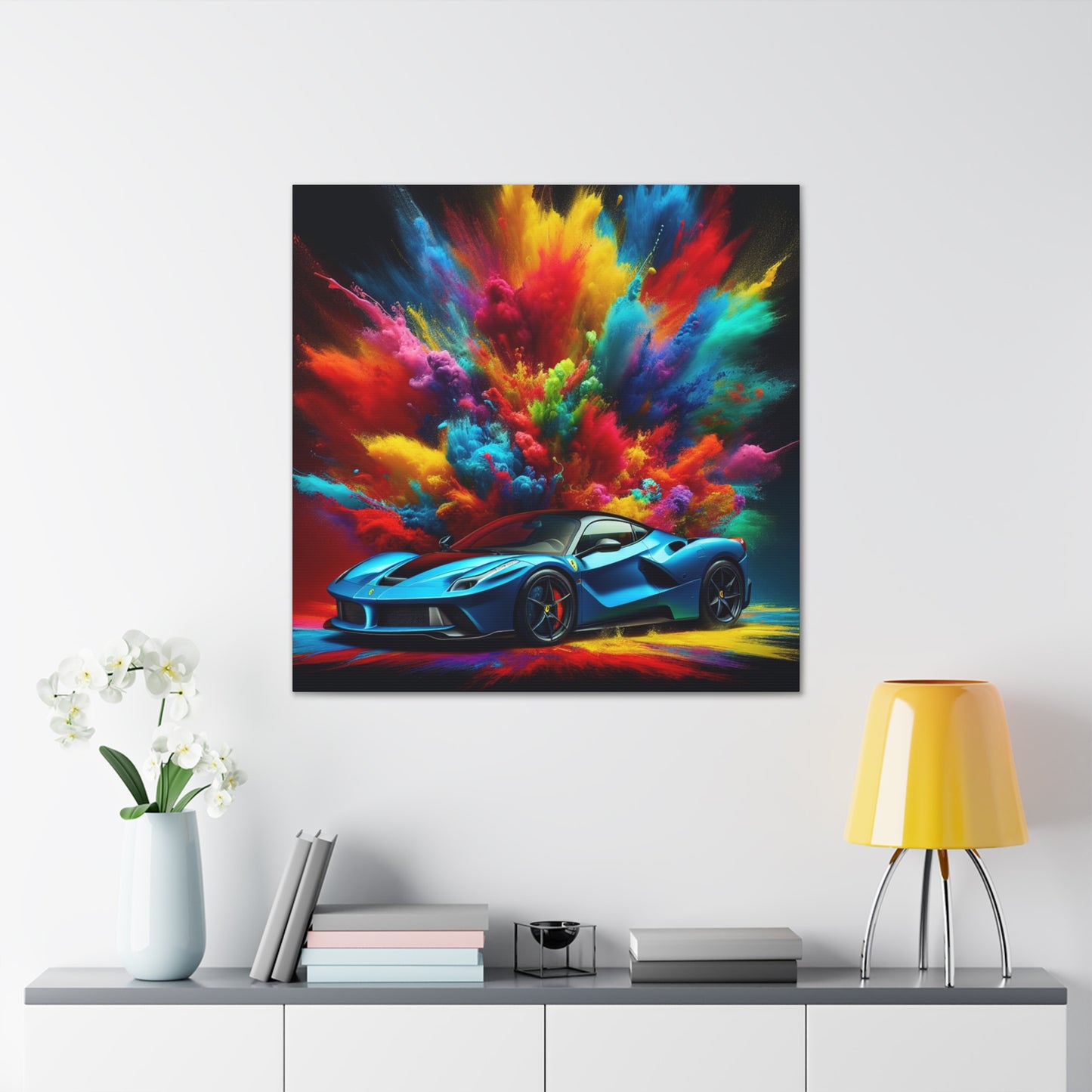 Ferrari Artwork Canva Painting - Luxury Car Wall Decor, Sports Car Print, Fast Automobiles Home Decorations, Collectible Car Lover Gift