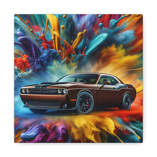 Dodge Challenger Wall Art, Classic Car Canva Painting, Home Decor, Handmade Garage Artwork, Office Decoration, Perfect Gift for Auto Enthusiasts