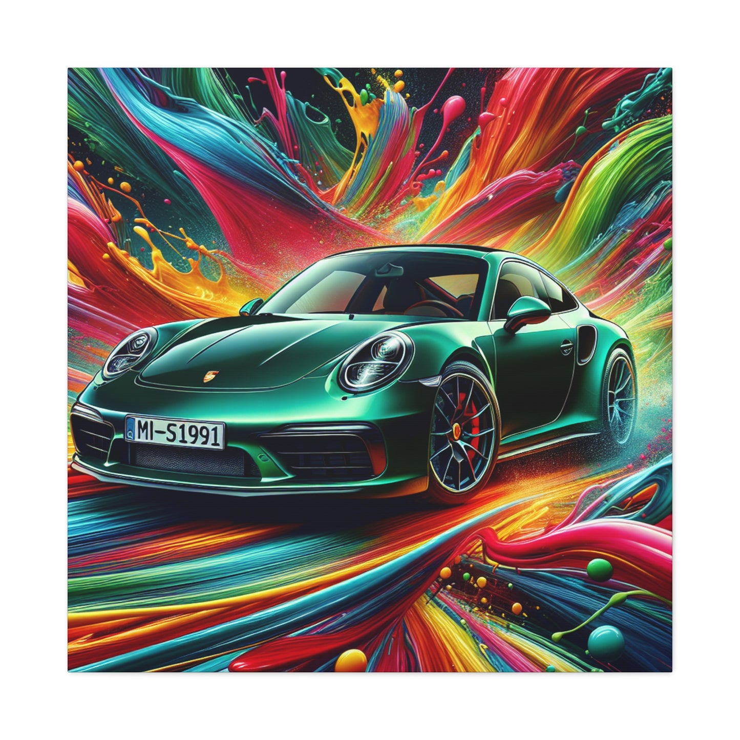 Porsche 911 Canva Art Print - Luxury Car Wall Decor, Sports Car Lover Gift, Exquisite Automobile Painting, High-Performance Vehicle Artwork