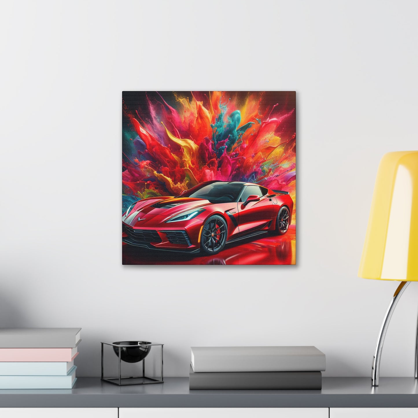 Chevrolet Corvette Canva Painting - Handmade Wall Art, Unique Car Themed Decor, Perfect Gift for Car Enthusiasts and Collectors