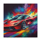 Ferrari Car Wall Canvas Painting - Hand-painted Luxury Sports Car Artwork for Home Decor, Unique Gift for Car Enthusiasts and Collectors