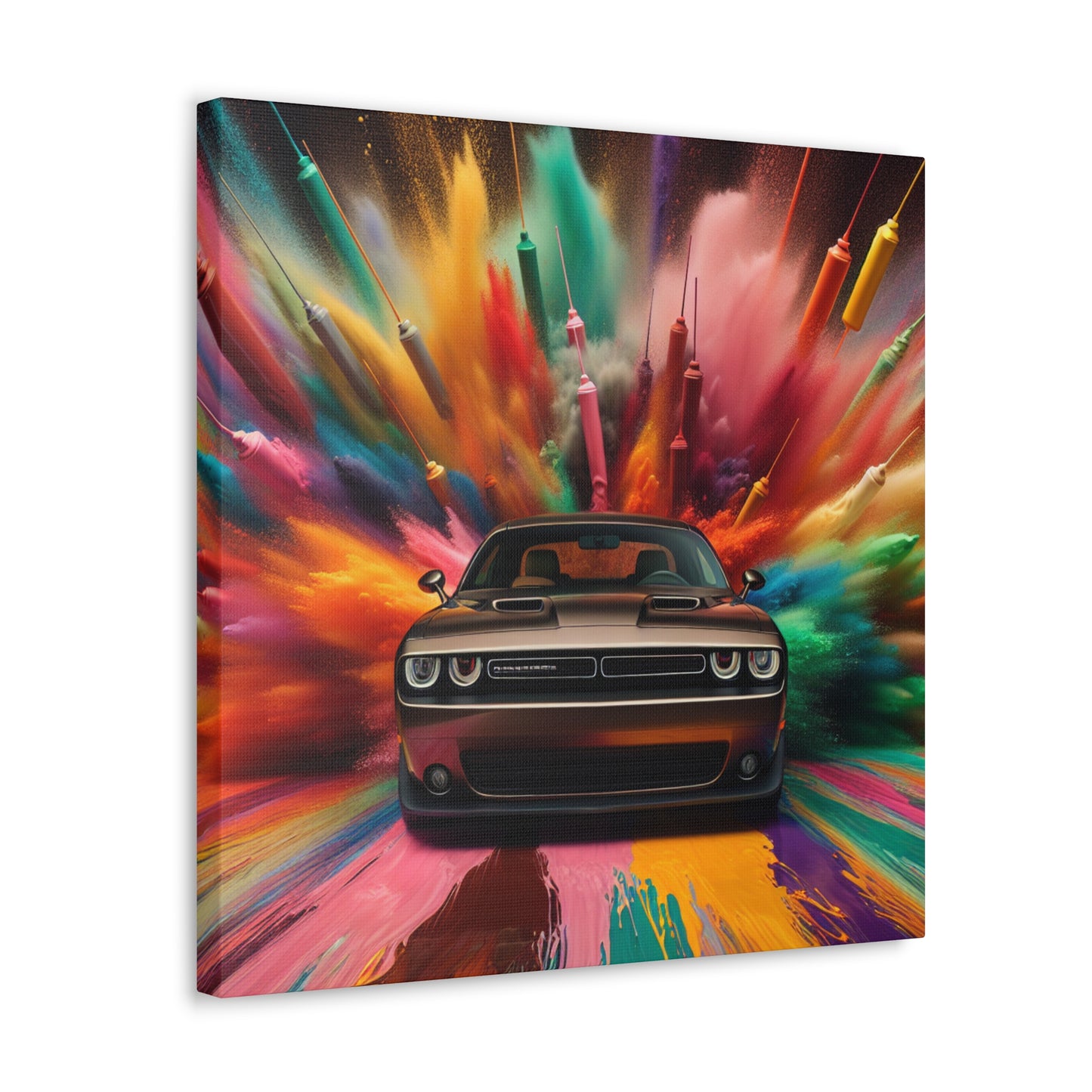 Dodge Challenger Car Art, Wall Decor Canva Painting, Unique Gift for Car Enthusiasts, Muscle Car Home Office Decoration, Automotive Art