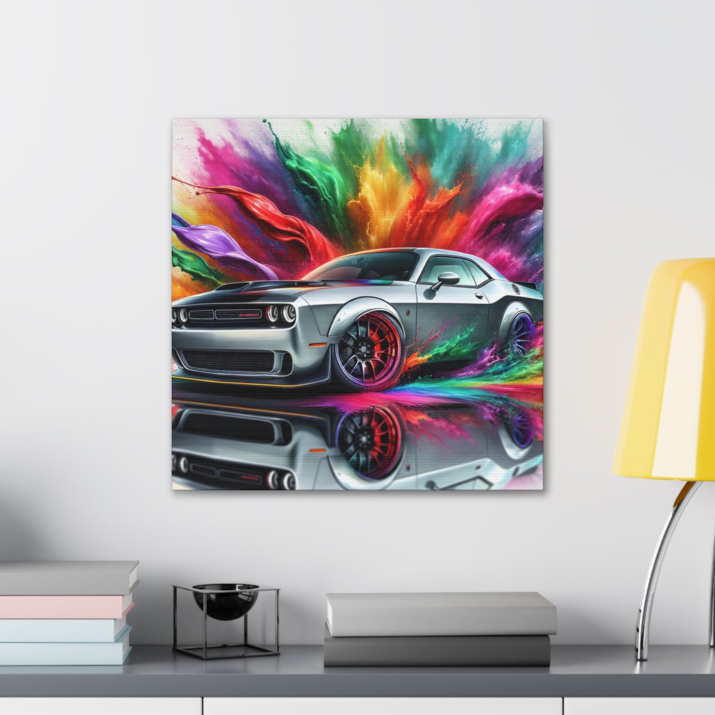 Dodge Challenger Canvas Painting, Classic Car Wall Art, Automotive Decor, Race Car Artwork, Man Cave Gift, For Car Lovers and Enthusiasts