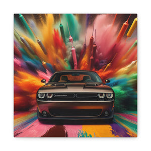 Dodge Challenger Car Art, Wall Decor Canva Painting, Unique Gift for Car Enthusiasts, Muscle Car Home Office Decoration, Automotive Art