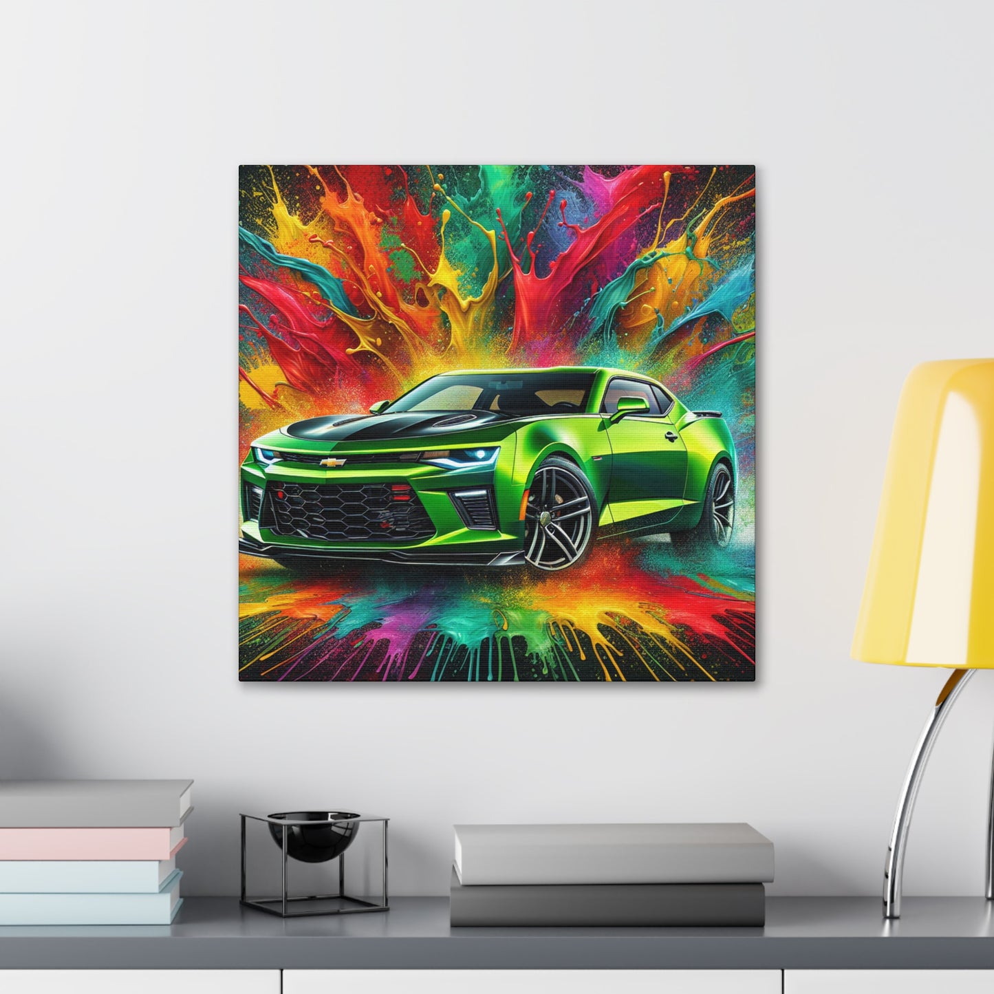 Chevrolet Camaro Artwork - Canva Painting, Wall Decor, Vintage Car Prints, Automotive Decor, Classic Car Lover - Ideal Gift for Car Enthusiasts