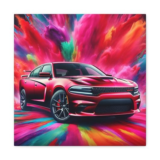 Dodge Charger Artwork - Vintage Car Canva Painting, Luxury Automobile Wall Decor, Ideal for Man Cave and Automotive Enthusiasts