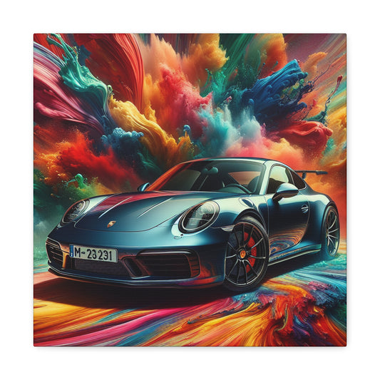 Porsche 911 Canva Painting - Handmade Wall Art, Sports Car Decor, Gift for Car Lovers and Collectors, Home and Office Décor