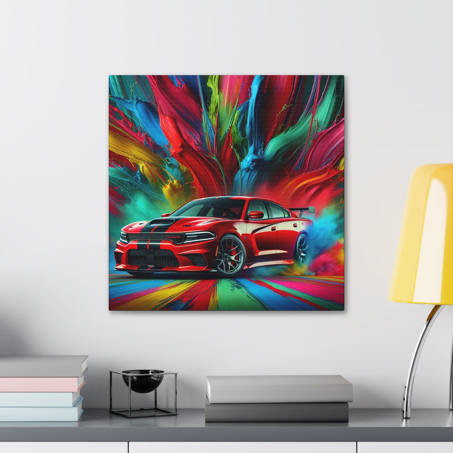 Dodge Charger Canva Painting - Large Wall Art, Home and Office Decor, Unique Car Artwork, Gift for Auto Enthusiasts, Car Lovers Present