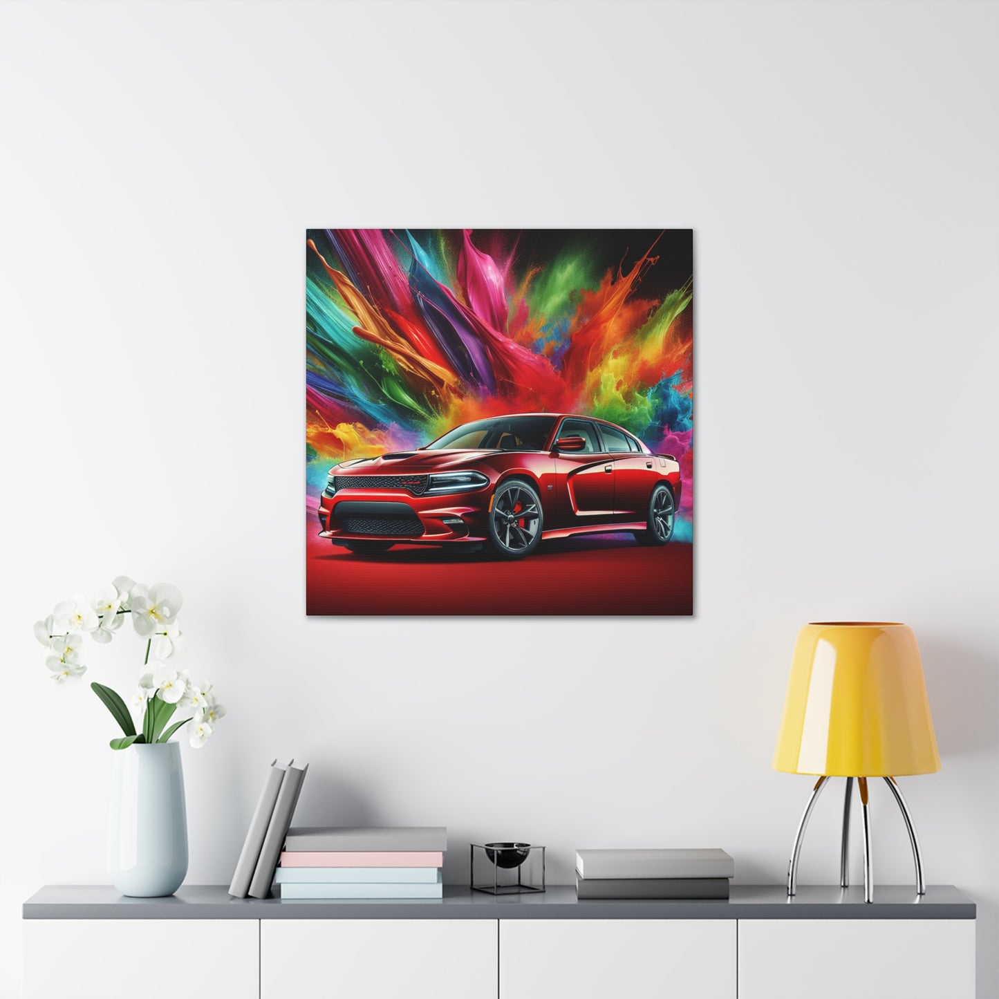 Vintage Dodge Charger Wall Art, Classic Car Canvas Painting, Automobile Decor, Perfect Gift for Car Enthusiasts and Collector's Item