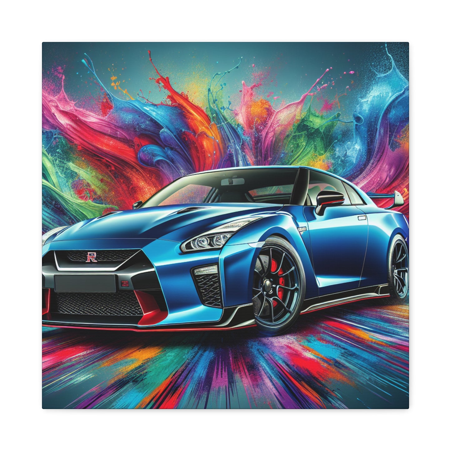 Nissan GT-R Car Wall Art Canva - Sports Car Lovers Decor, Hand Painted Modern Painting, Perfect Gift for Car Aficionados