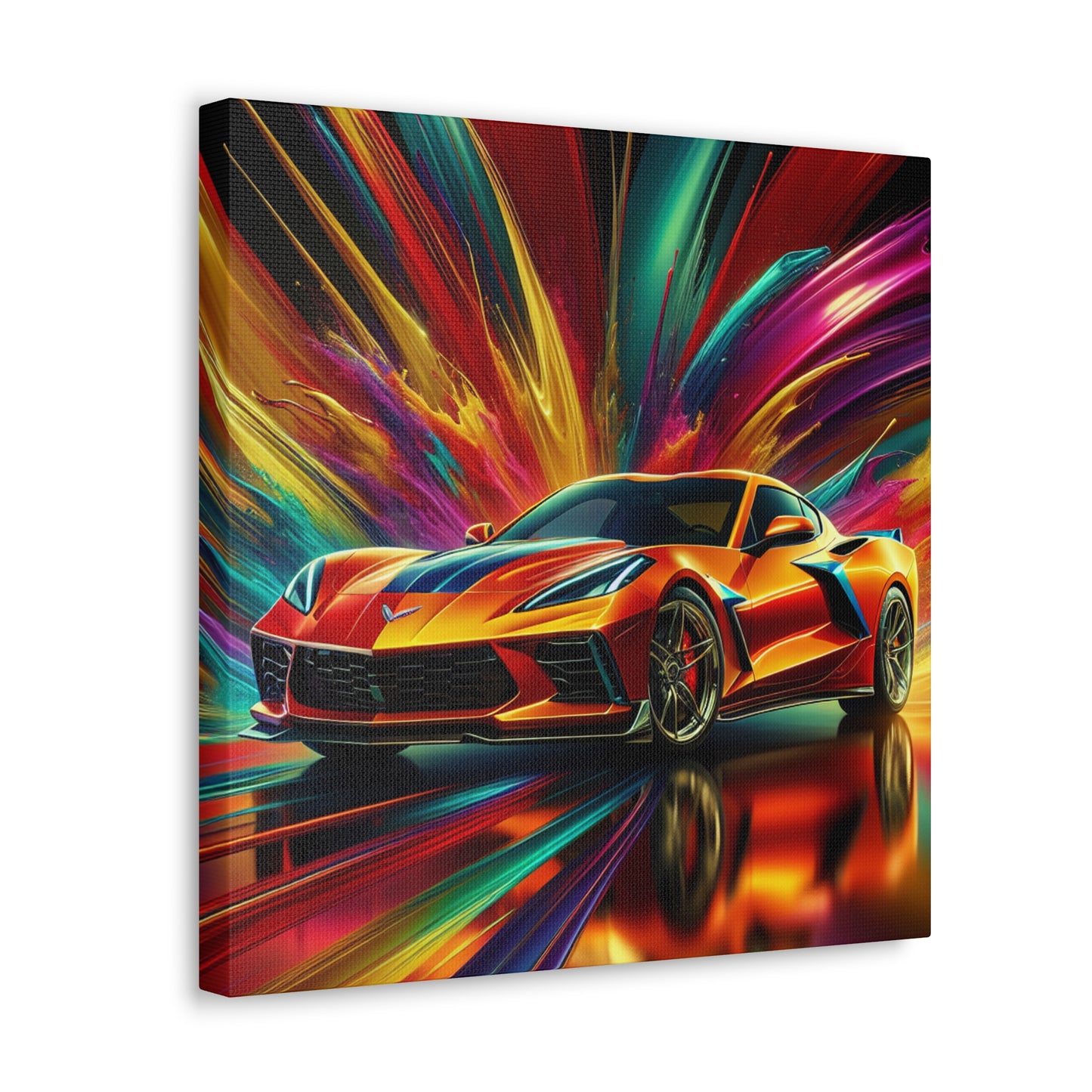 Chevrolet Corvette Artwork, Hand-painted Canva Print for Car Enthusiasts, Modern Design Home Decor, Unique Gift for Gearheads