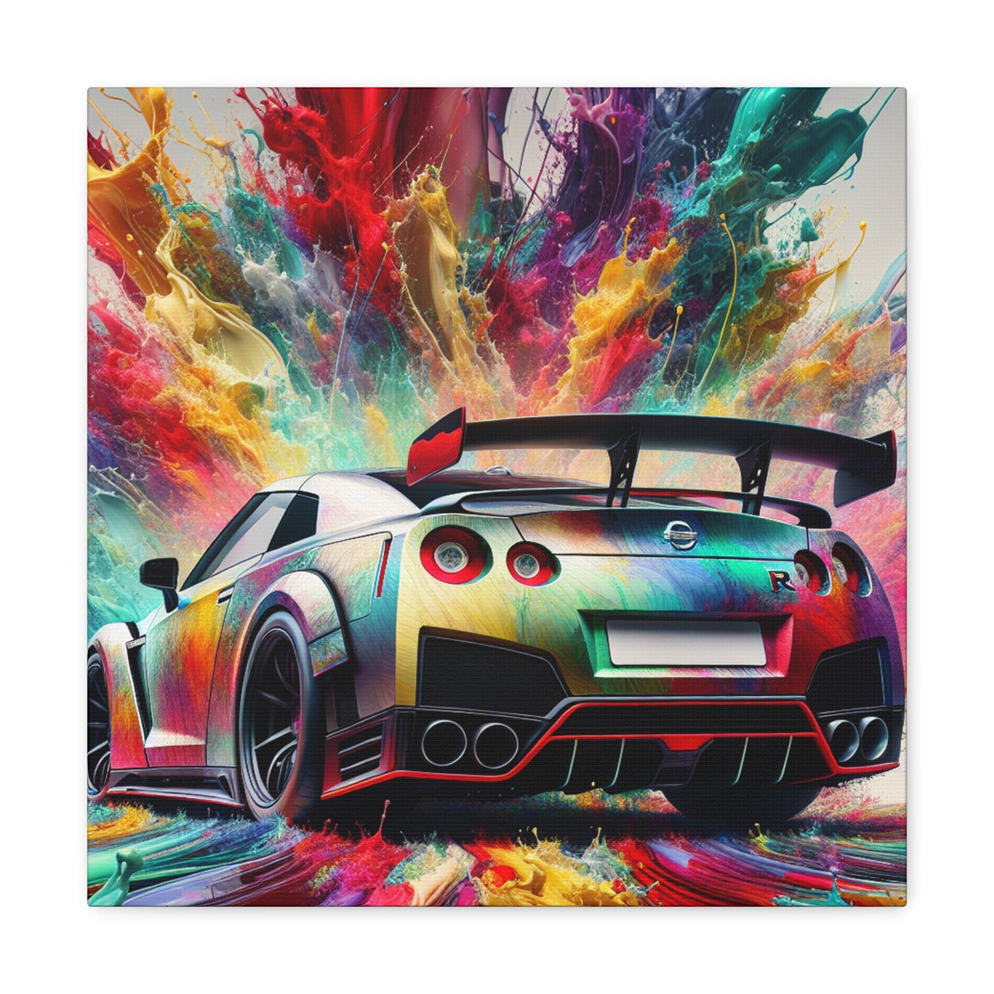 Nissan GT-R Handmade Canva Painting - Perfect for Car Lovers, Unique Wall Decor, Automotive Artwork, Contemporary Home Office Decor