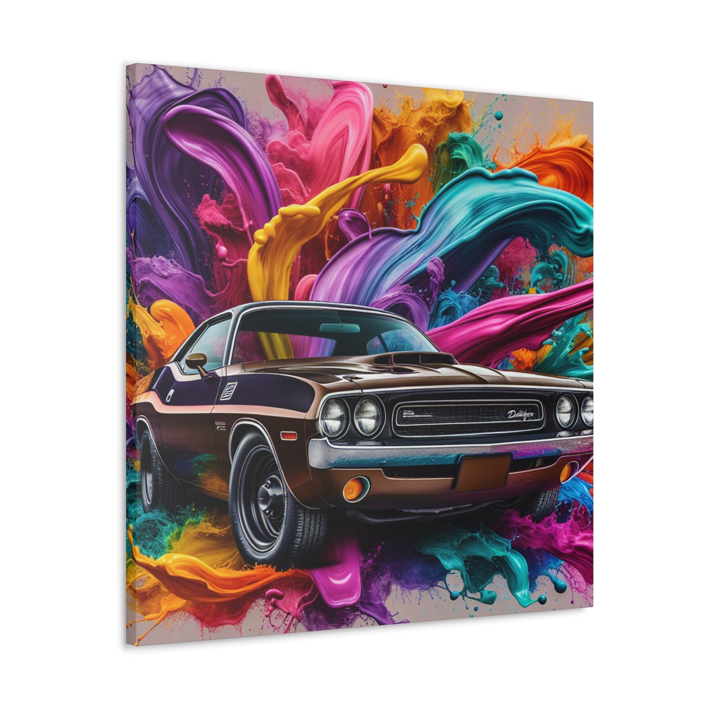 Dodge Challenger Wall Art, Car Canva Painting, Automotive Decor, Muscle Car Artwork, Classic Vehicle Illustration, Perfect for Man Cave, Garage or Office