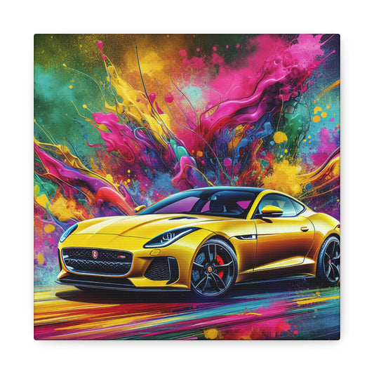 Jaguar F-Type Artwork, Hand Painted, Luxury Sports Car Canva Painting, Wall Decor, Modern Art, Perfect Gift for Car Lovers and Collectors