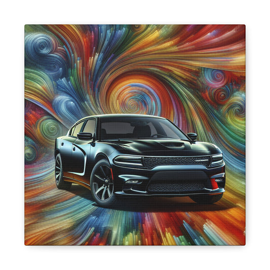 Dodge Charger Canva Painting - Classic Car Wall Art, Vintage Auto Decor, Muscle Car Room Decor, Perfect Gift for Gearheads and Car Lovers