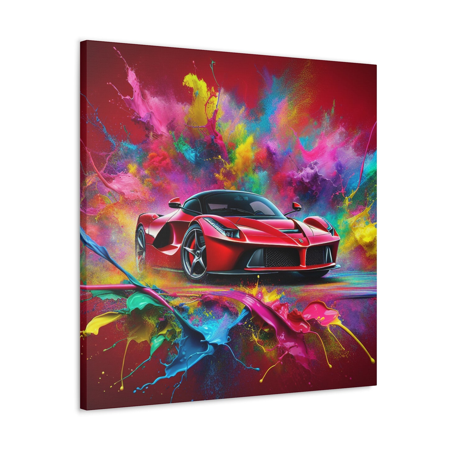 Premium Ferrari Artwork, Hand-Painted Canvas for Car Lovers, Wall Decor, High-End Luxury Car Canvas Painting, Perfect for Home or Office