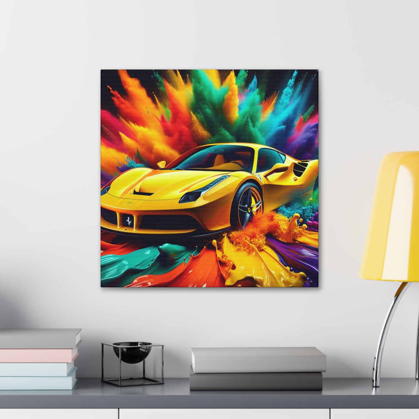 Ferrari Luxury Car Wall Art, Hand-Painted Acrylic Canva Painting, Home Decor, Classic Car Lovers Gift, High-Quality Picture, Perfect For Office and Home