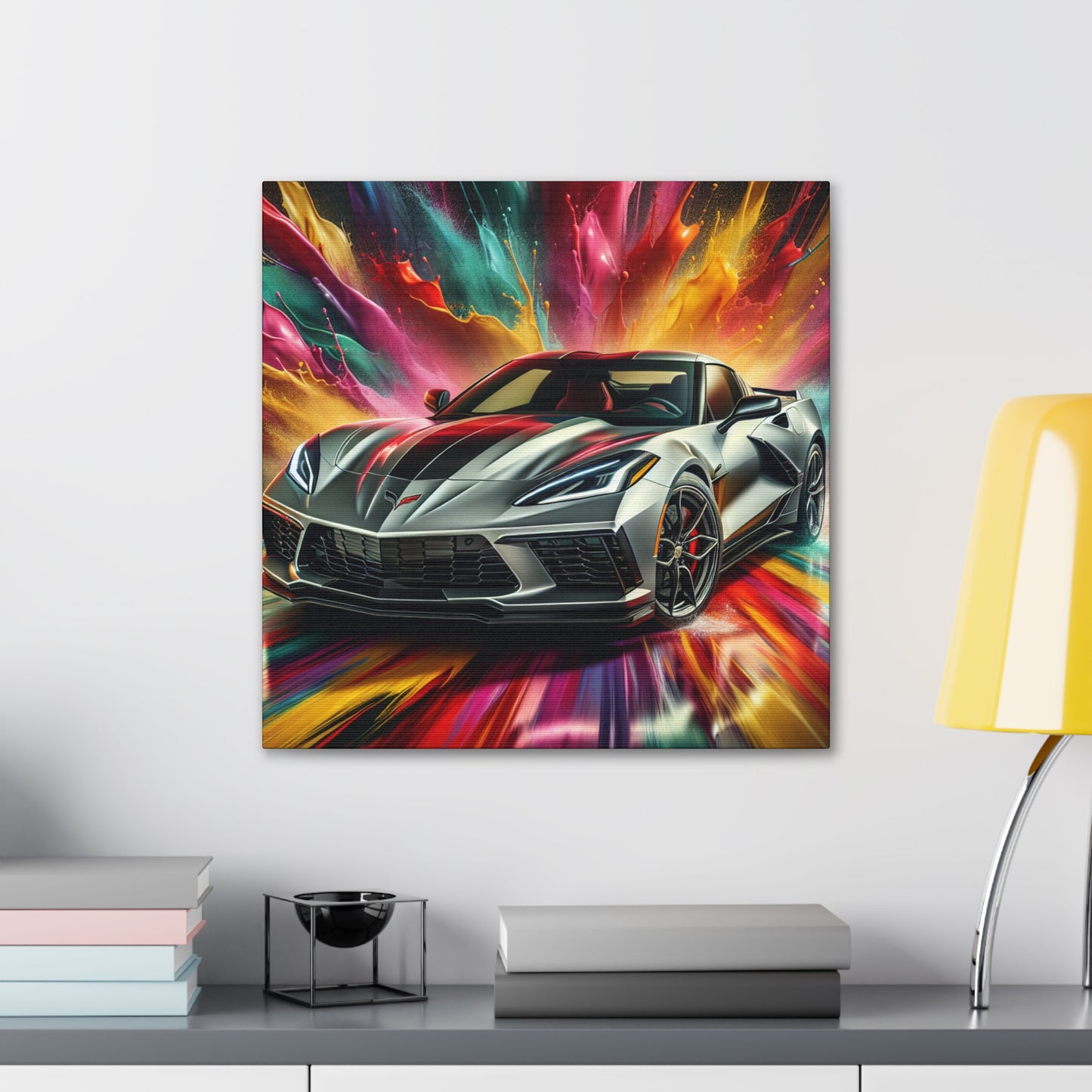 Chevrolet Corvette Canva Wall Art - Rustic Home Decor, Car Lover Gift, Unique Anniversary or Birthday Present, Auto Garage Decoration