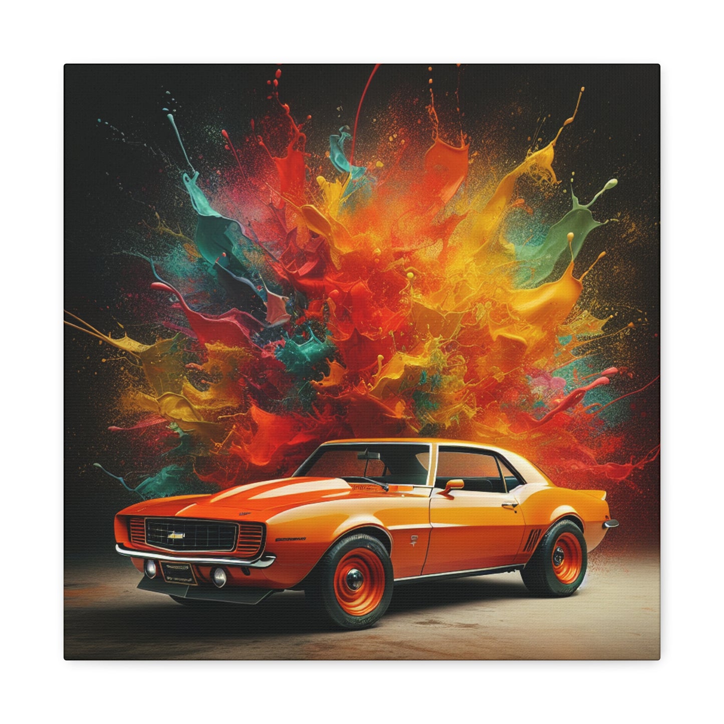 Chevrolet Camaro Canva Painting - Classic Car Wall Art, American Muscle Car Decor, High-Quality Giclee Print, Gift for Car Enthusiast