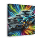 Vintage Ford Mustang Wall Art, Hand-Painted Car Canva, Perfect Gift for Auto Enthusiasts, Collector's Item, Home or Office Decor