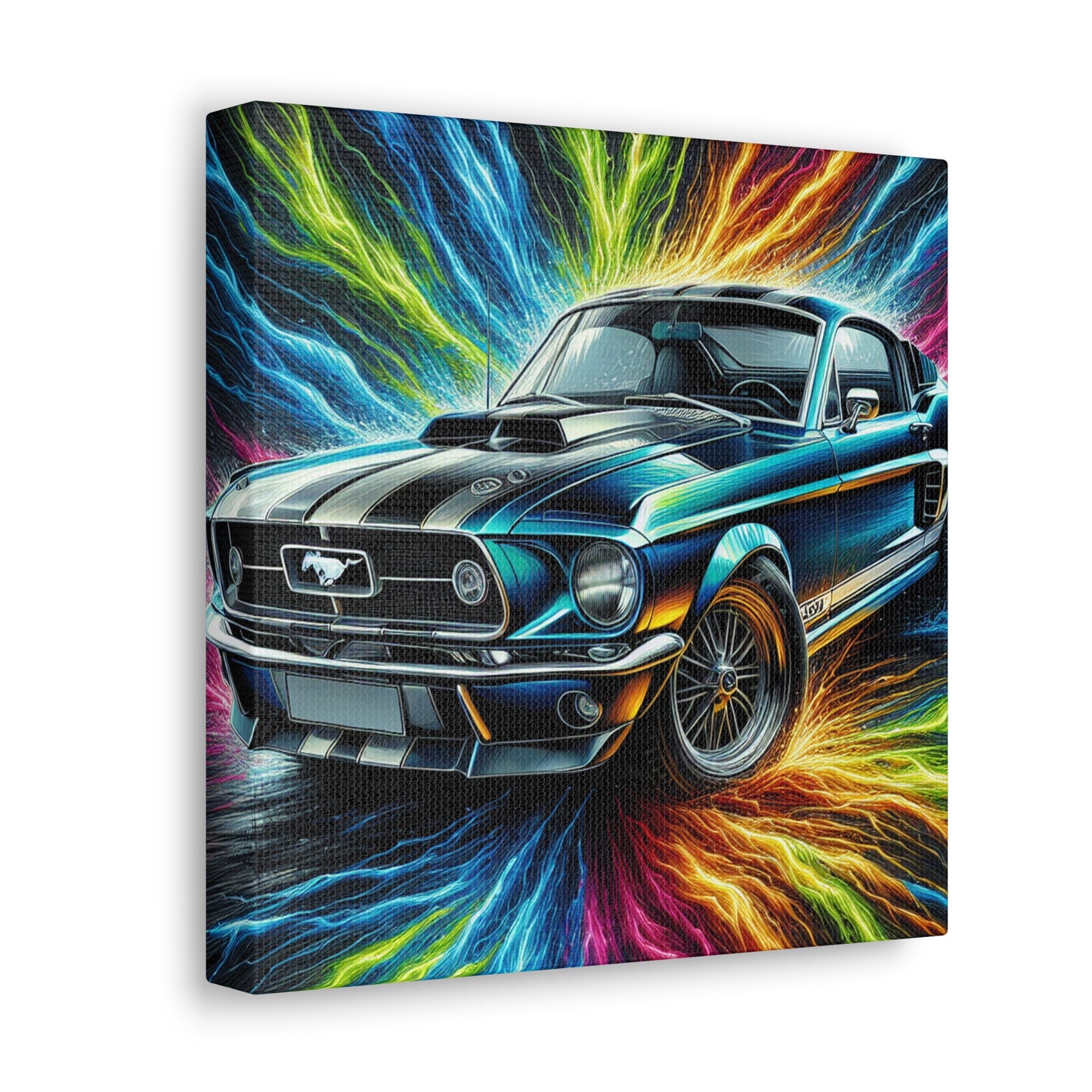 Vintage Ford Mustang Wall Art, Hand-Painted Car Canva, Perfect Gift for Auto Enthusiasts, Collector's Item, Home or Office Decor