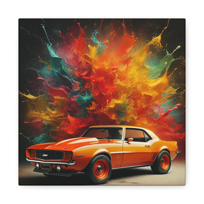 Chevrolet Camaro Canva Painting - Classic Car Wall Art, American Muscle Car Decor, High-Quality Giclee Print, Gift for Car Enthusiast