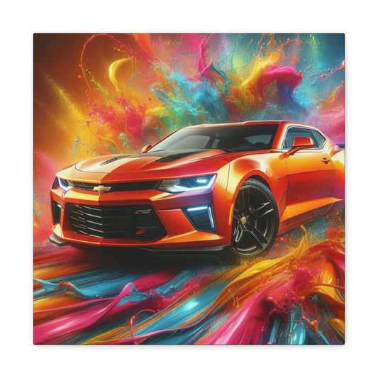 Chevrolet Camaro Canvas Painting - Car Wall Art, Vintage Vehicle, Home Decor, Garage Decorative Print, Man Cave Gift Idea, Collector Car Art