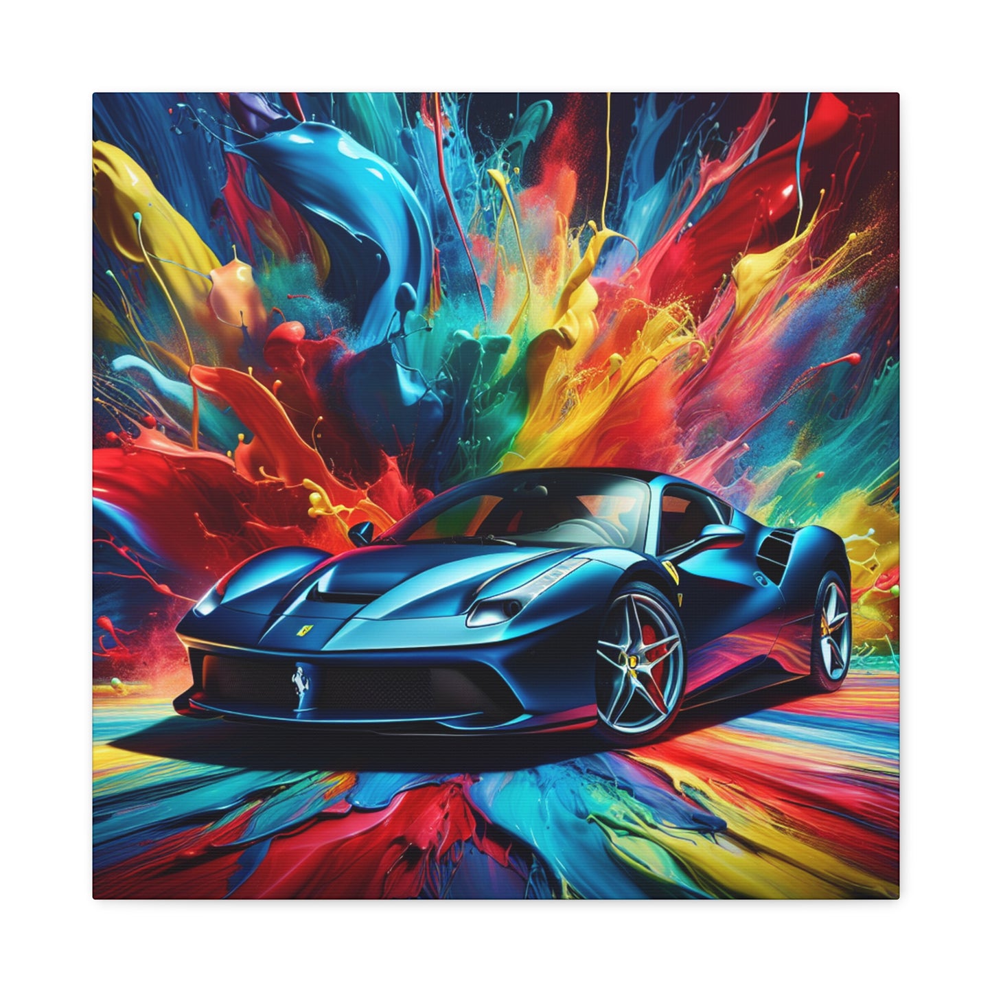 Ferrari Canva Painting - Luxurious Wall Art, Home Decor, Unique Gift for Car Enthusiasts and Sports Car Lovers, Handmade Artwork