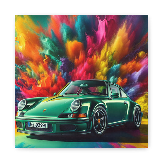 Vintage Porsche 911 Canva Painting, Car Art Wall Decor, Luxury Sports Car Print, Collectors Item, Bespoke Canva Artwork for Car Enthusiasts