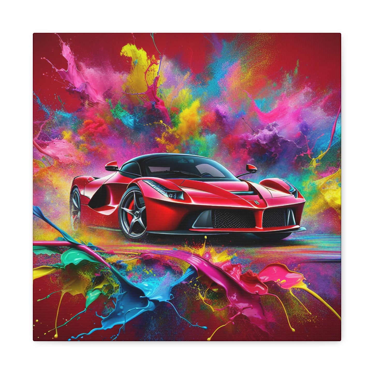 Premium Ferrari Artwork, Hand-Painted Canvas for Car Lovers, Wall Decor, High-End Luxury Car Canvas Painting, Perfect for Home or Office