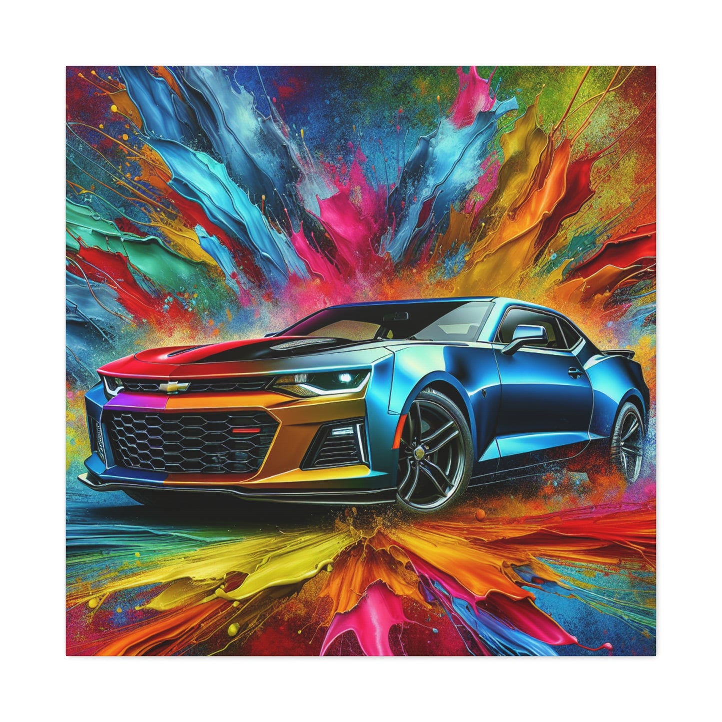 Chevrolet Camaro Wall Art - Classic Car Canva Painting, Decorative Print - Ideal for Man Cave, Garage, Office and Living Room Decor