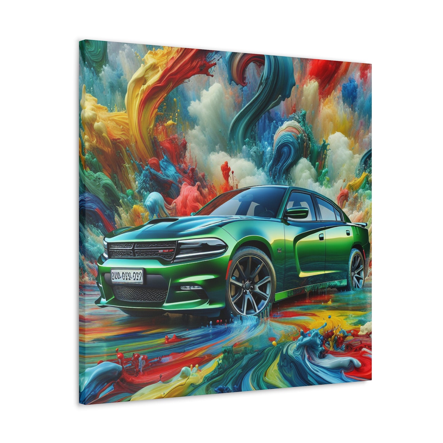 Dodge Charger Canva Art - Muscle Car Wall Decor, Automotive Enthusiast Gift, Unique Canvas Painting, Classic Car Lover Home Decoration