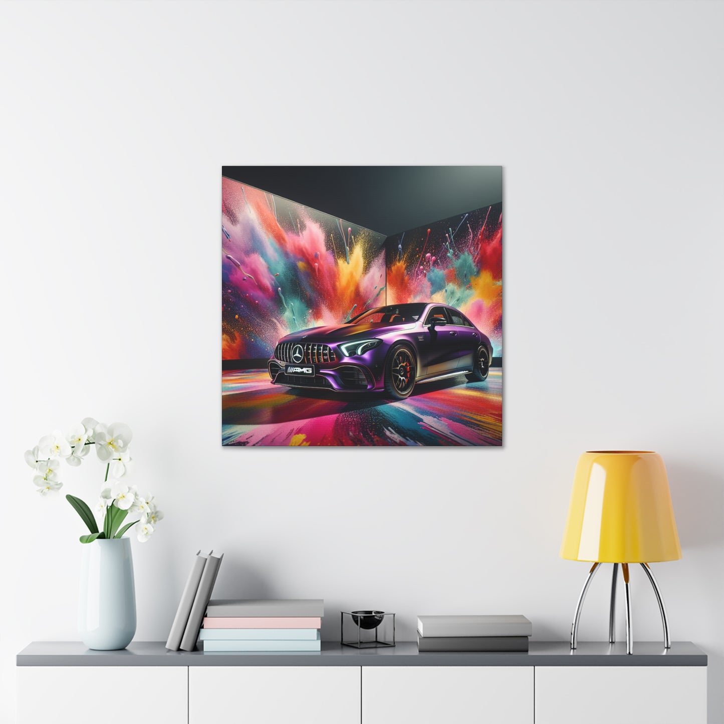 Mercedes AMG Wall Art, Handcrafted Canva Painting - Perfect for Auto Enthusiast, Car Decor, Man Cave, Home Office