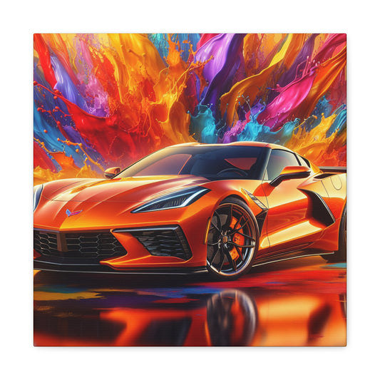 Chevrolet Corvette Wall Art, Luxury Sports Car Canva Painting, Home Decor, Gift for Car Enthusiasts, High Quality Artwork