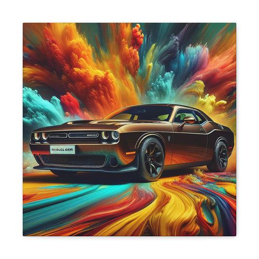 Dodge Challenger Canva Painting, Muscle car Wall Art, Boys Room Decor, Vintage Car Lover Gift, Auto Enthusiast Canvas, Home Garage Wall Decor