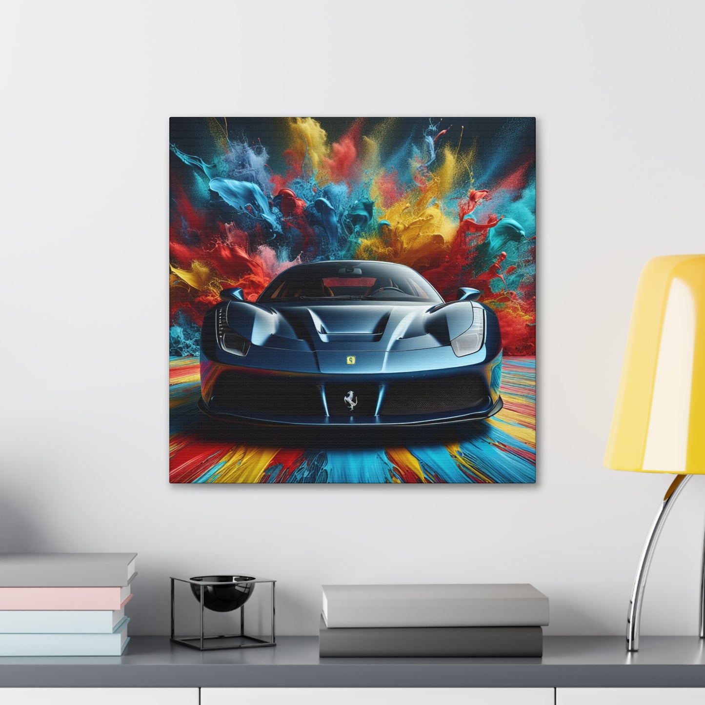 Ferrari Canva Painting, Luxury Car Wall Art, High-Quality Print for Enthusiasts, Home Decor, Perfect Gift for Car Lovers, Supercar Illustration