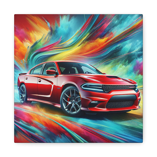 Vintage Dodge Charger Canva Wall Art, Classic Car Painting, Auto Decor for Garage, Home Office, Fan Gift, Automotive Artwork, Cars Lover Gift