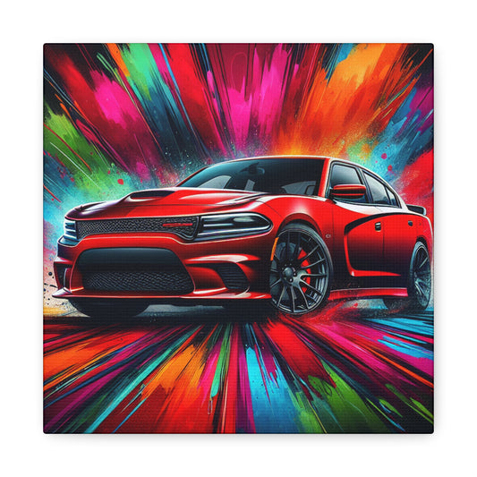 Vintage Dodge Charger Car Canva Painting, Unique Home Decor, Wall Art for Car Enthusiasts and Collectors, Perfect Gift