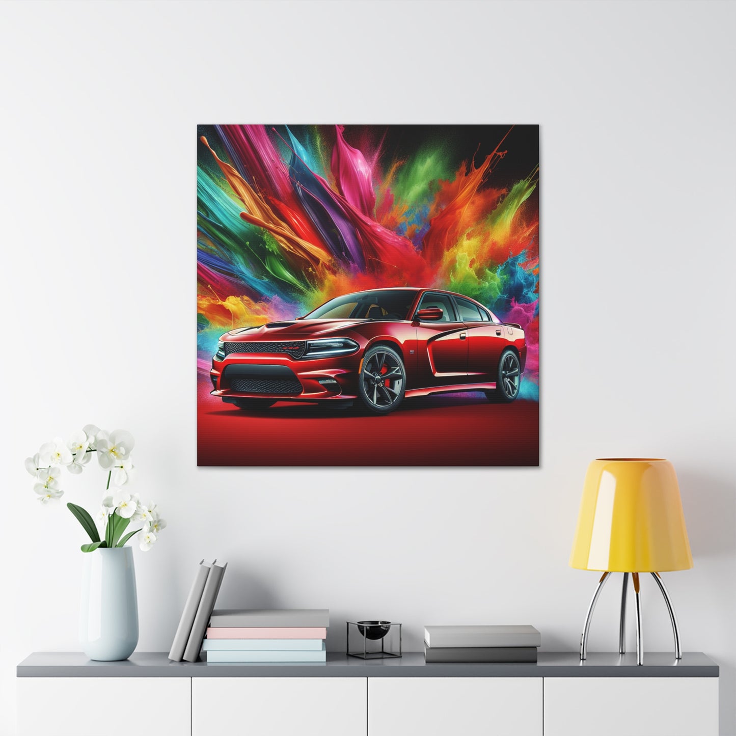 Vintage Dodge Charger Wall Art, Classic Car Canvas Painting, Automobile Decor, Perfect Gift for Car Enthusiasts and Collector's Item