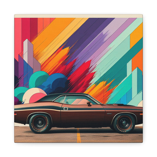 Vintage Dodge Challenger Canva Wall Art, Muscle Car Painting Print, Classic Car Decor for Man Cave, Garage, Office - Perfect Gift for Car Lover