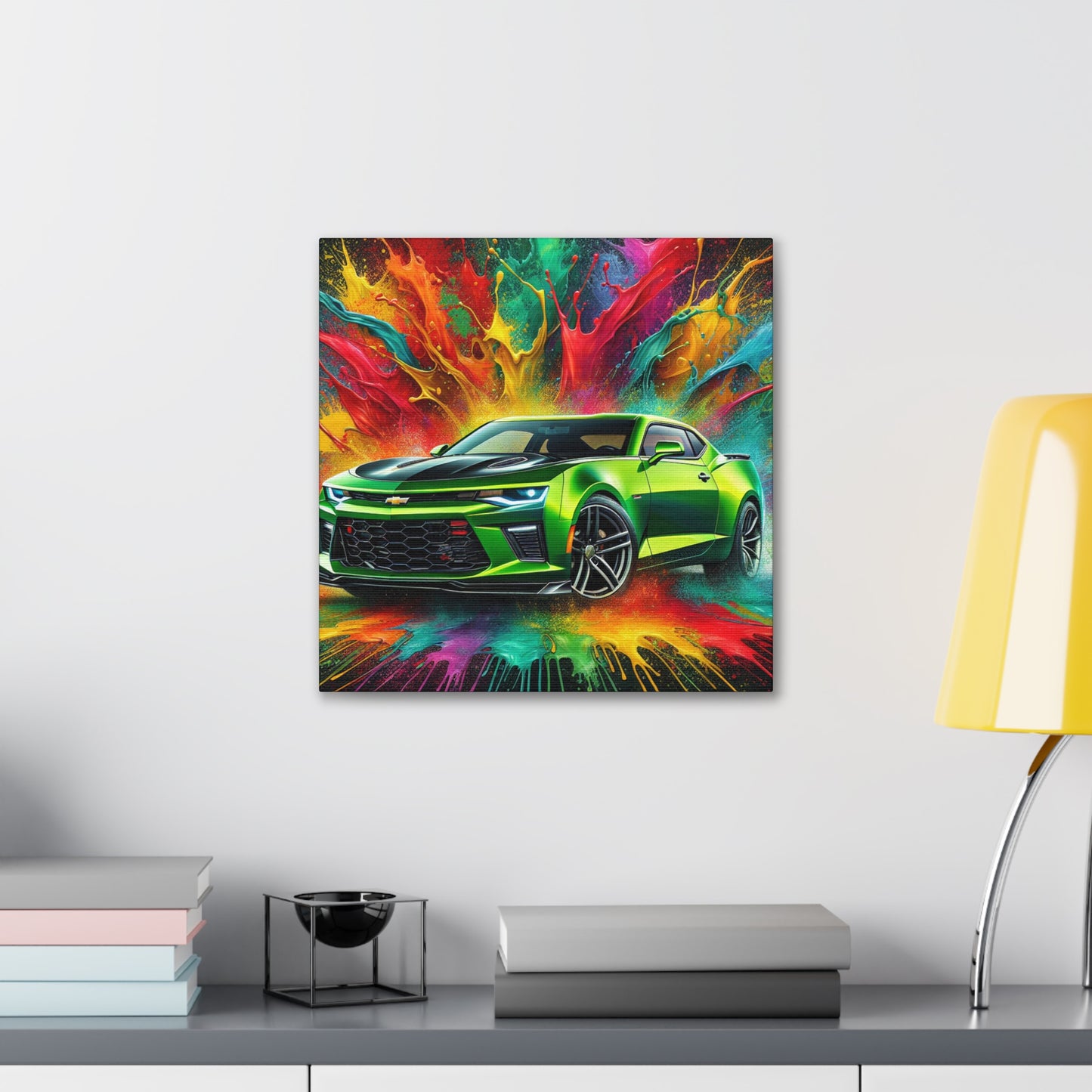 Chevrolet Camaro Artwork - Canva Painting, Wall Decor, Vintage Car Prints, Automotive Decor, Classic Car Lover - Ideal Gift for Car Enthusiasts