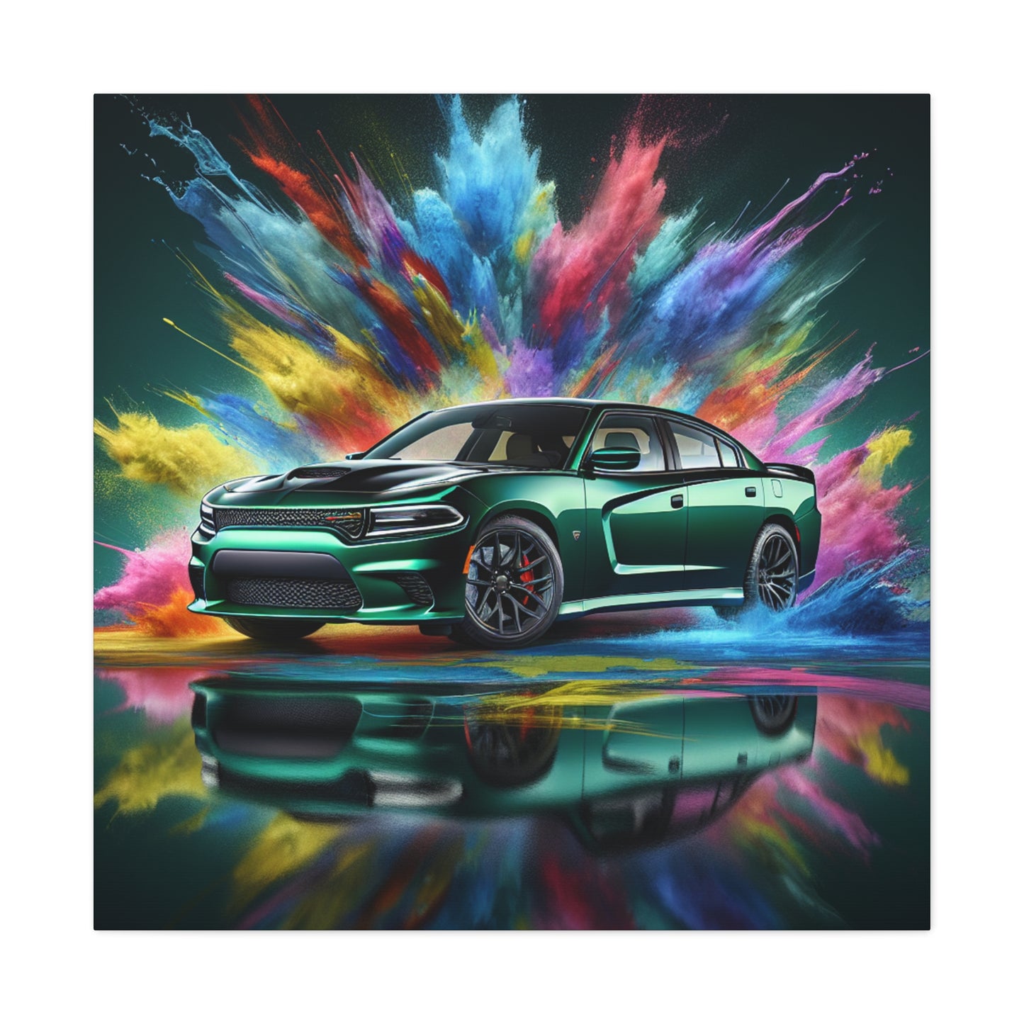 Vintage Dodge Charger Car Canva Painting - Classic Automobile Wall Art for Garage, Car Enthusiast Gift, Home Decor