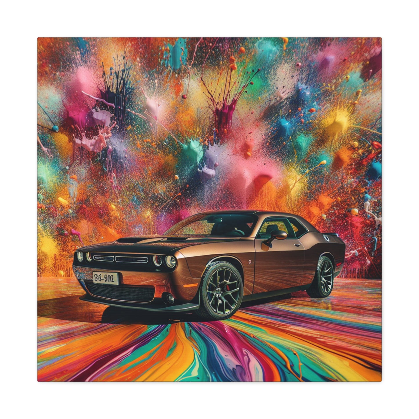 Dodge Challenger Wall Art, Car Themed Canva Painting, Perfect for Man Cave, Automotive Decor, Unique Gift for Car Lovers and Enthusiasts