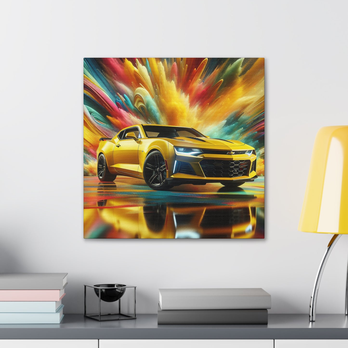 Chevrolet Camaro Wall Art Canva Painting - Classic Car, Automobile Decor, Unique Handmade Gift for Car Lovers and Enthusiasts