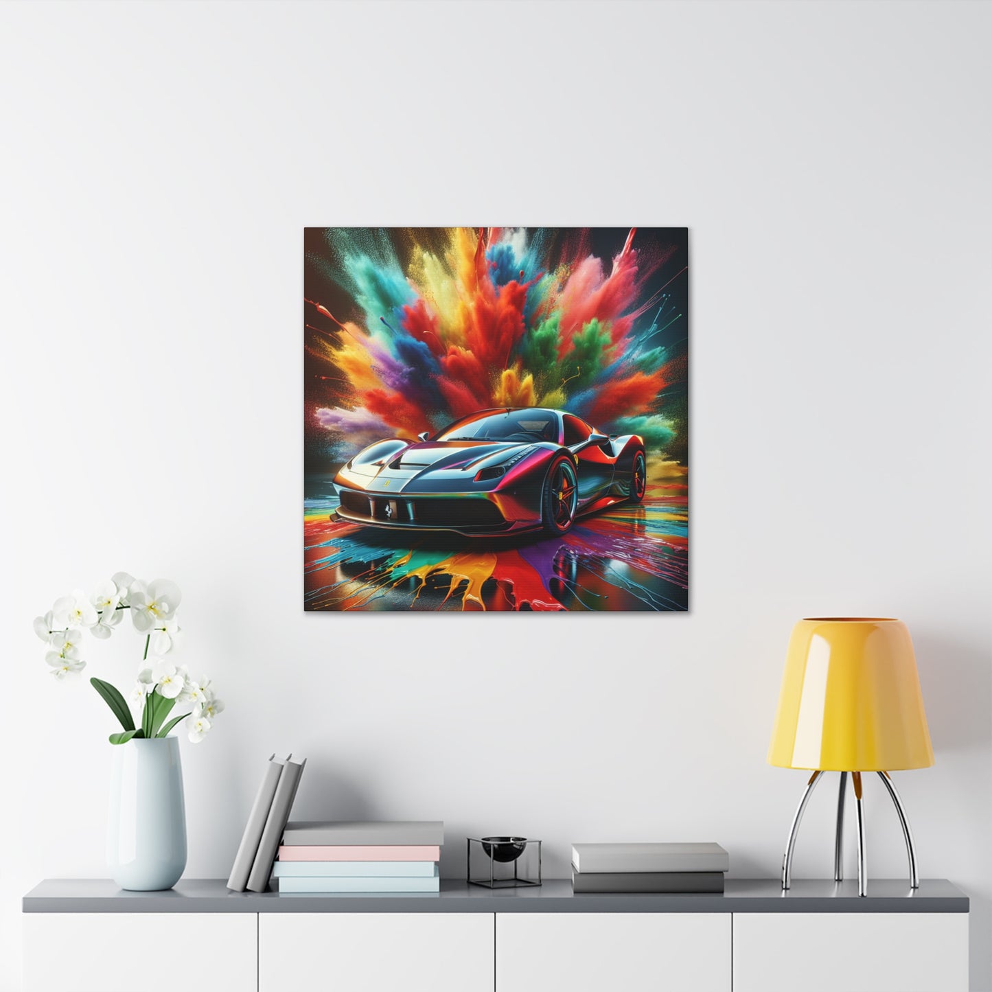 Ferrari Luxury Car Wall Art Canva Painting - Handmade Contemporary Home Decor for Men, Car Lovers and Collectors - Limited Edition Print