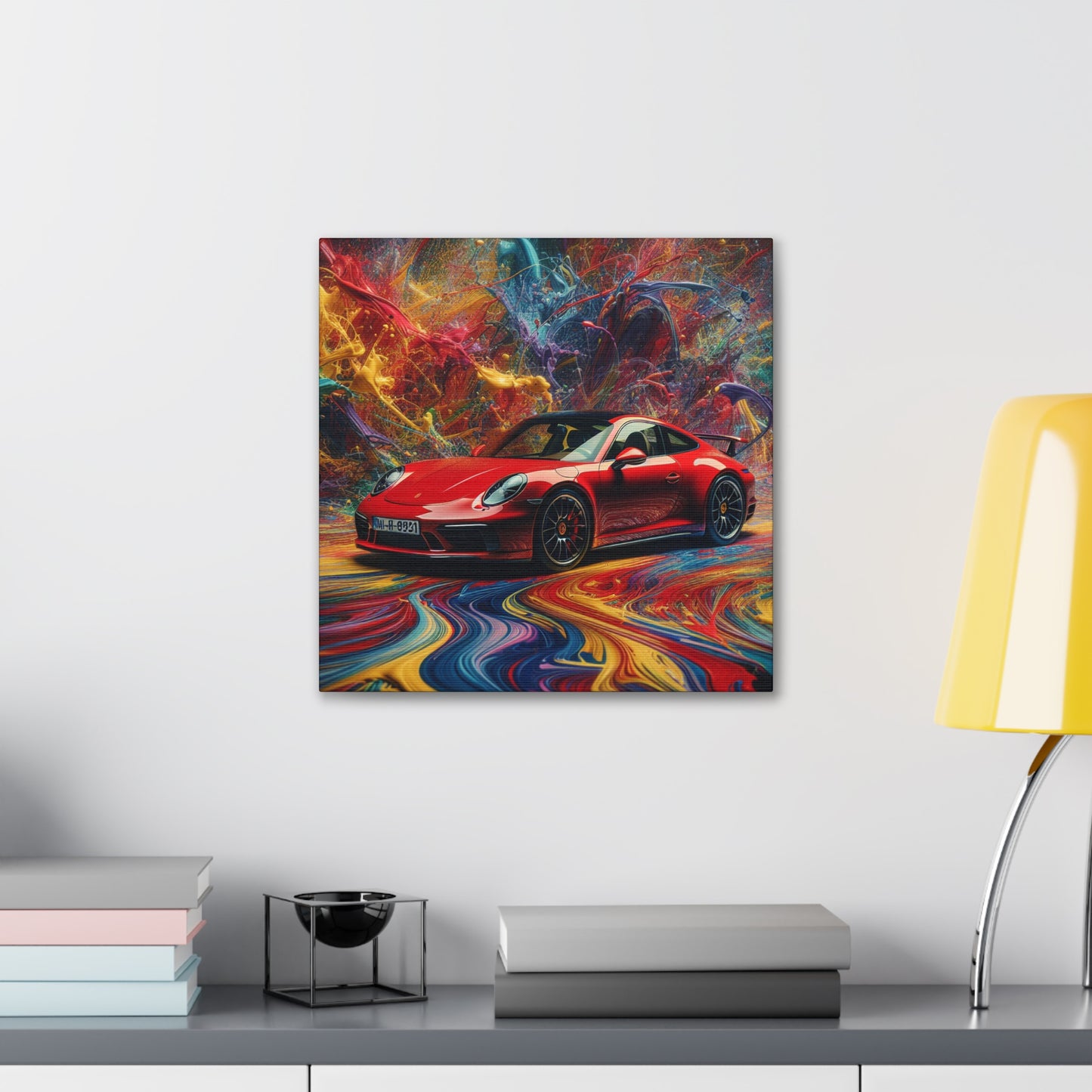 Porsche 911 Canva Painting, Handmade Car Artwork, Auto Wall Decor, Luxury Car Enthusiast and Collector Gift, Modern Home Office Decoration