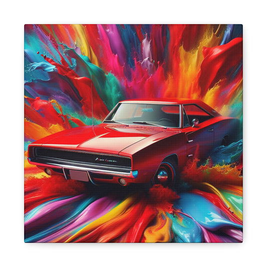 Classic Dodge Charger Canva Painting Art, Vintage Muscle Car Wall Decor, Perfect Gift for Car Enthusiasts and Collectors