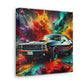 Dodge Challenger Canva Wall Art - Large Car Canvas Painting - Automotive Decor for Man Cave - Exclusive Race Car Artwork Print