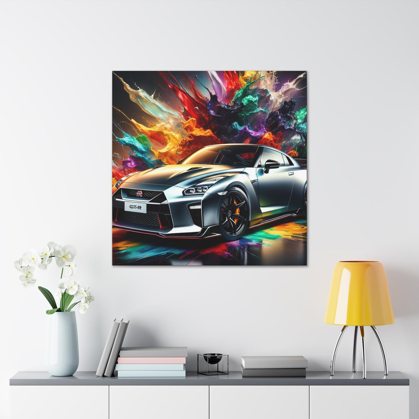 Nissan GT-R Canva Painting, Unframed Wall Art, Sports Car Print, Perfect for Home Decor and Car Enthusiasts, High Quality