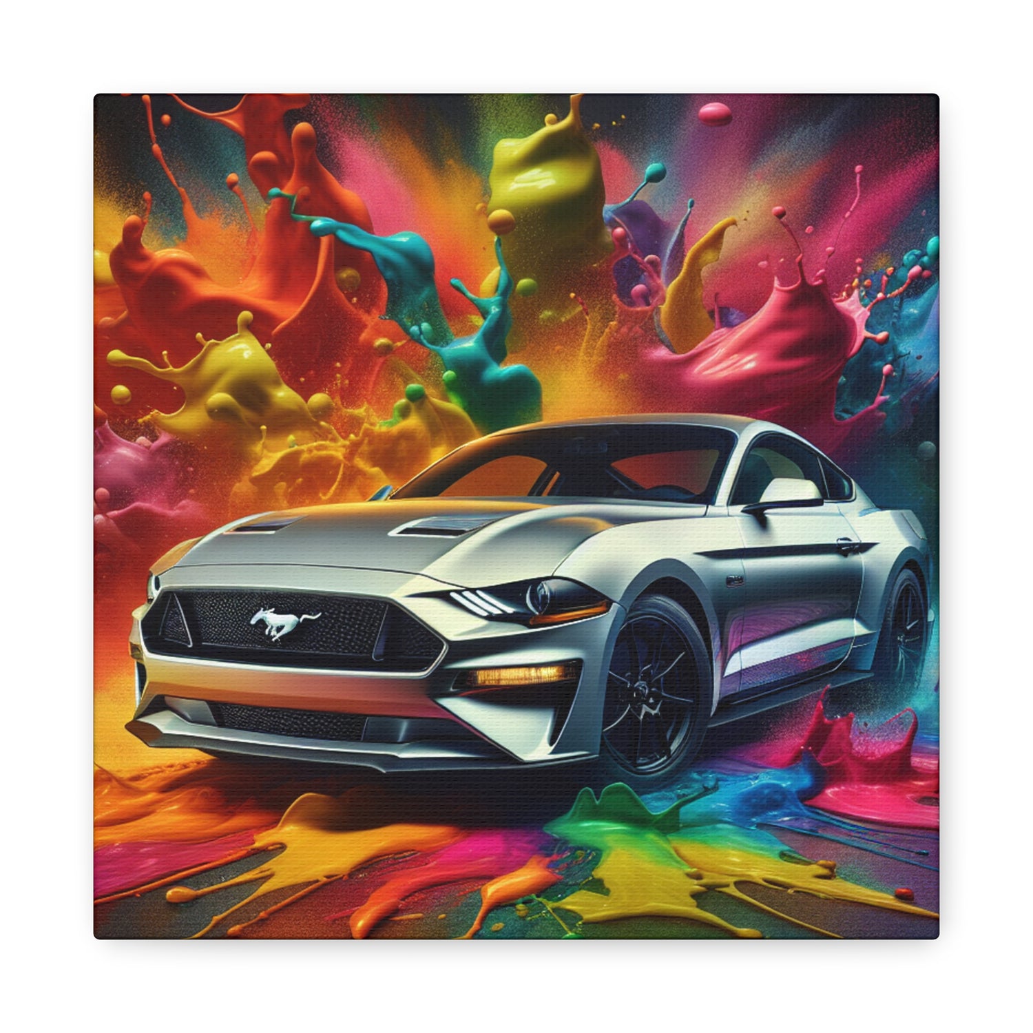 Vintage Ford Mustang Wall Art, Classic Car Canva Painting - Ideal for Man Cave, Garage Décor, Car Enthusiast Gift, Automotive Art